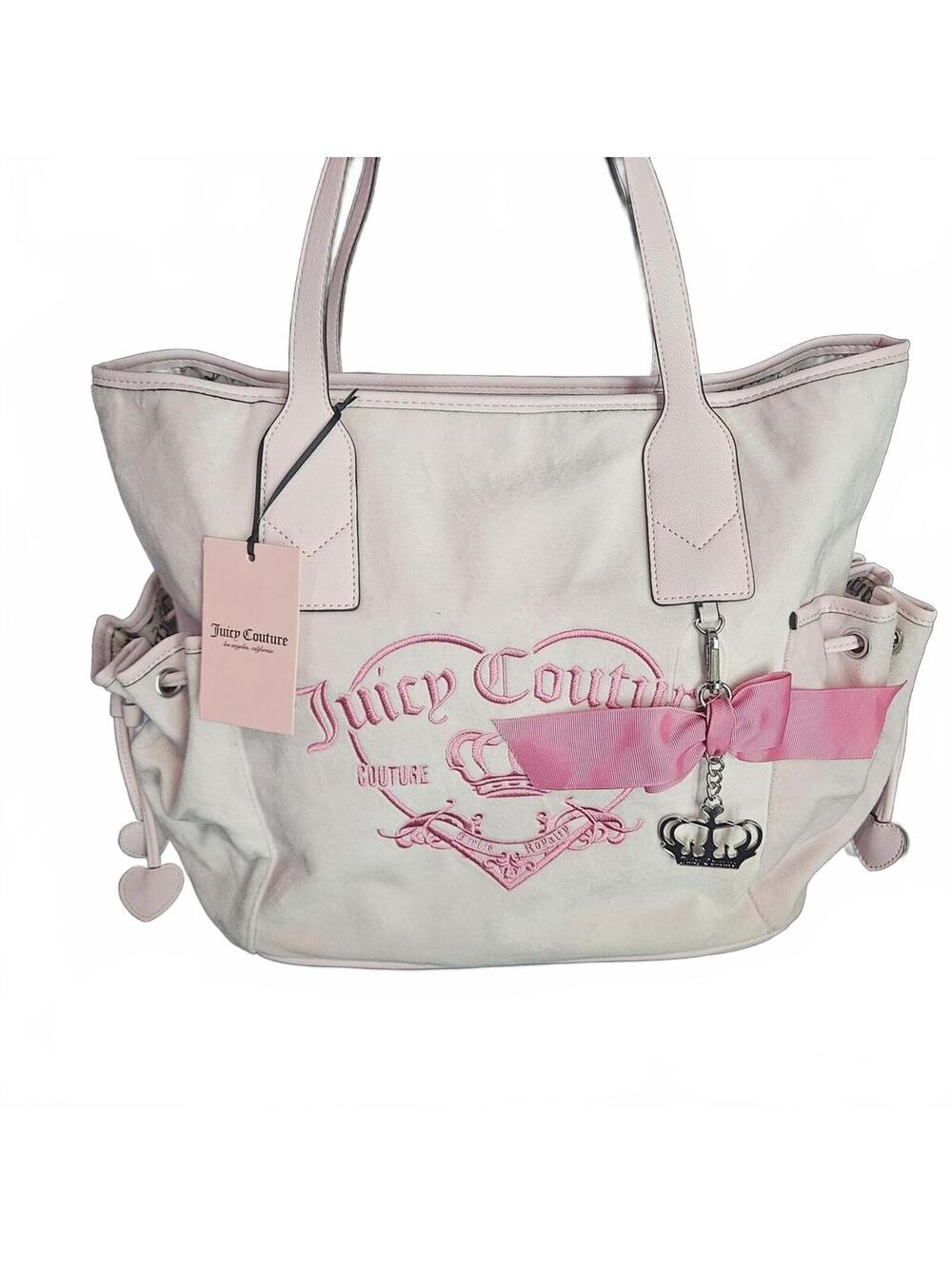 Juicy Couture Girlie Royalty Tote Pink Bow Crown Charm Y2K Coquette McBling NWT